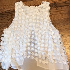 White open back flower blouse